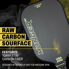 Monger 16mm Carbon Power Pro Thermoformed Gen 2 T700 Toray Carbon Fiber 16mm Pickleball Paddle White “Free Cover”