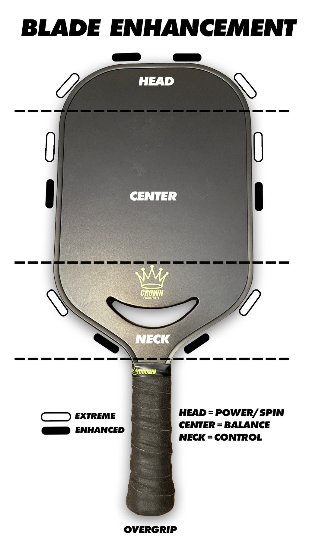CROWN PICKLEBALL - Carbon Blade 14 V3 (BLACK)