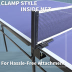 8ft  Tennis Table Foldable & Portable Ping Pong Table Set for Indoor Games with Net, 2 Table Tennis Paddles and 3 Balls