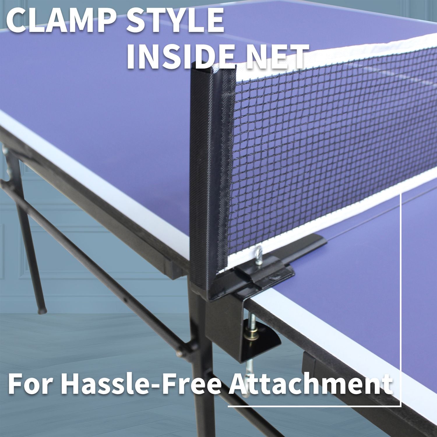 8ft  Tennis Table Foldable & Portable Ping Pong Table Set for Indoor Games with Net, 2 Table Tennis Paddles and 3 Balls
